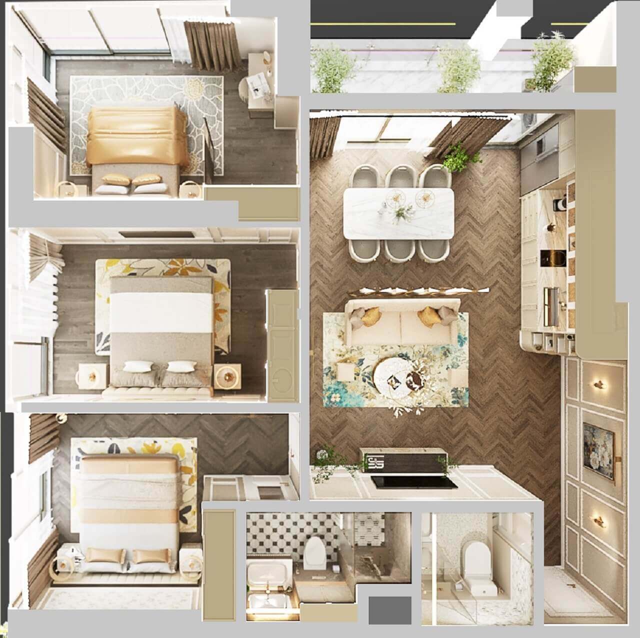 Thiết kế căn hộ 3PN