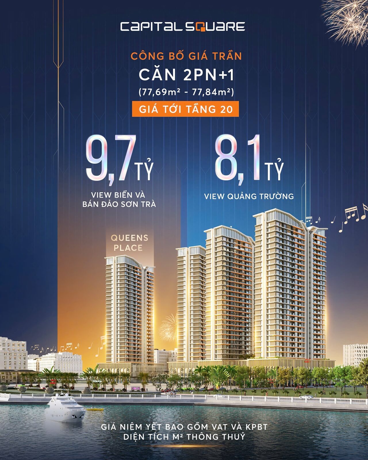 Giá bán căn hộ 2PN+1