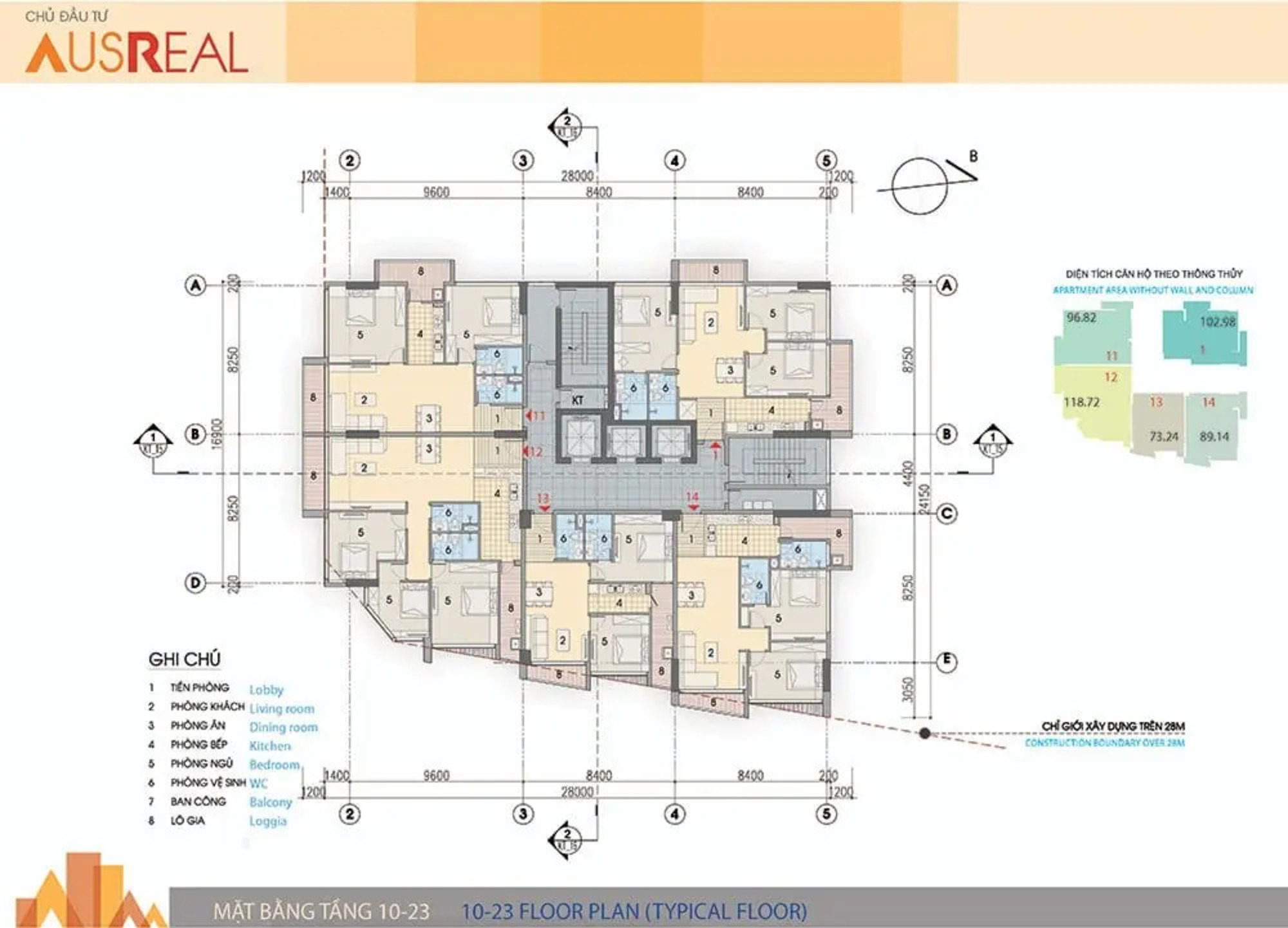 Mặt bằng tầng 10-23