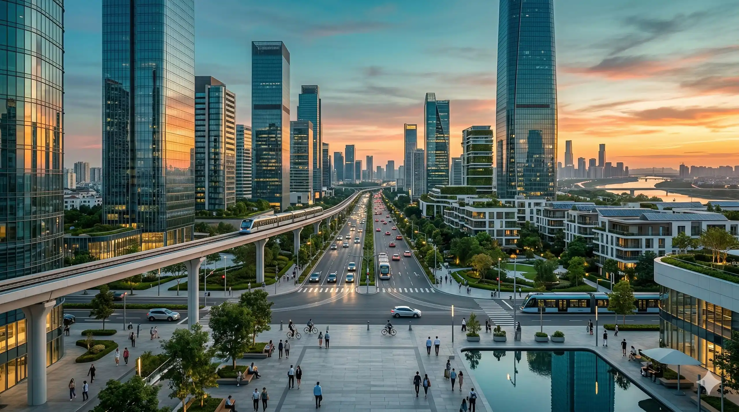 Downtown Sport City bên sông Hồng tại Vin Olympic