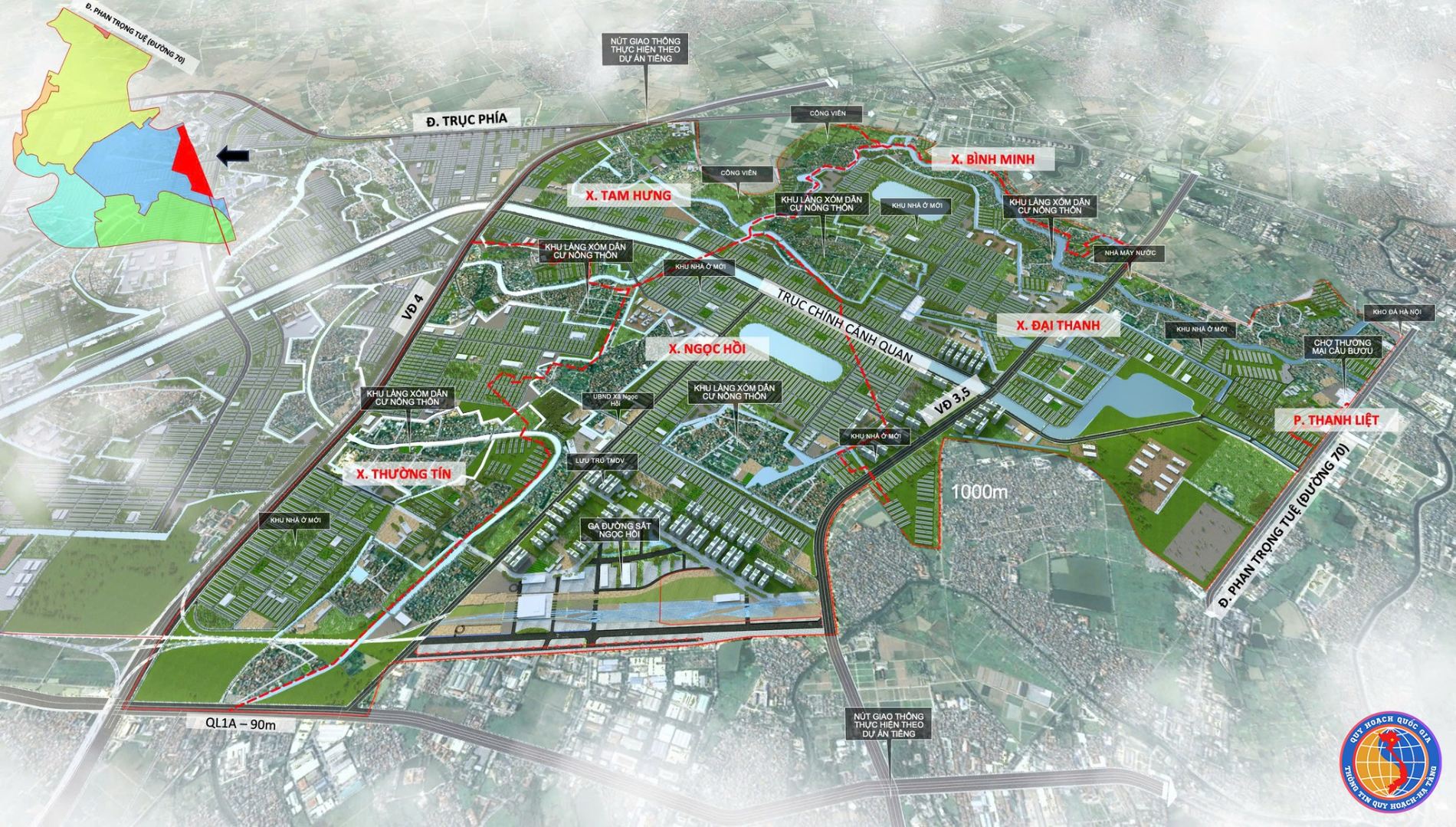 Sơ đồ ranh giới 4 phân khu A B C D dự án Vinhomes Olympic