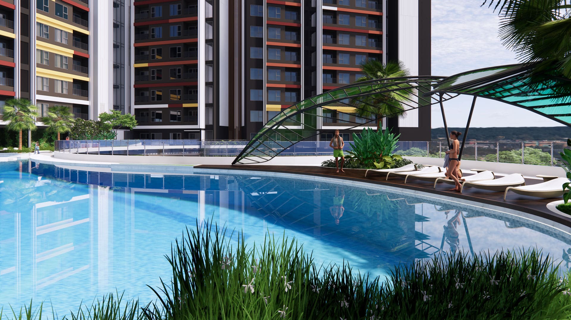 Hồ bơi vô cực rộng lớn phong cách resort tại Setia Edenia