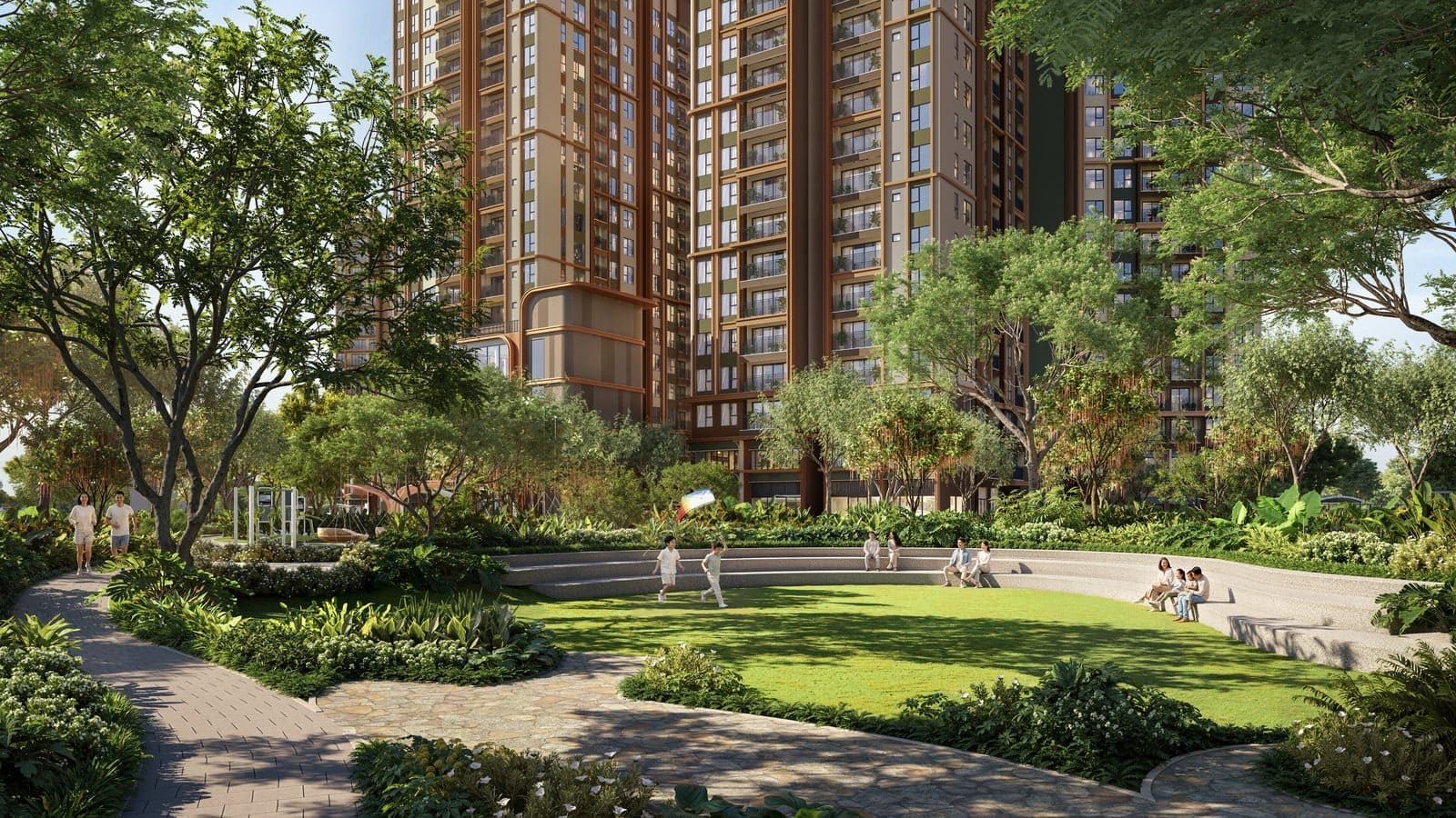 Không gian cảnh quan xanh rợp bóng mát tại khuôn viên dự án Norton Park