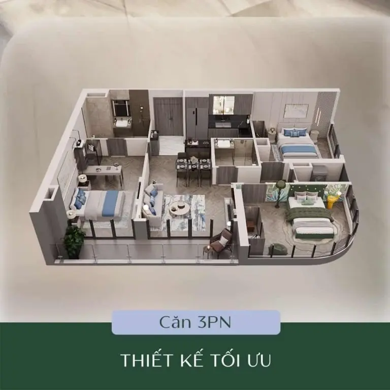 Mặt bằng thiết kế không gian phòng ngủ The Heritage Láng Hạ