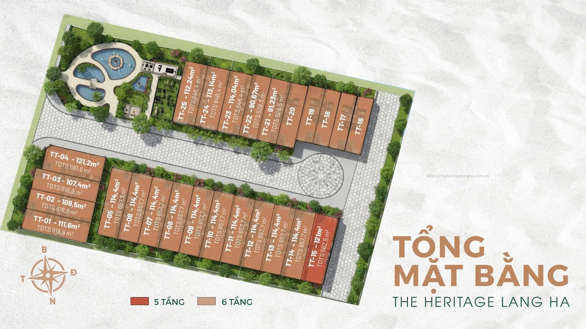 Sơ đồ phân lô chi tiết từng căn The Heritage Láng Hạ