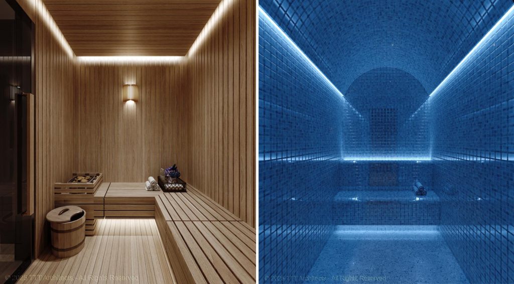 Phòng xông hơi khô và ướt tại tổ hợp spa Celestine Westlake