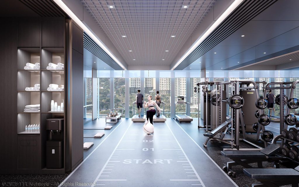 Phối cảnh phòng gym và yoga chuyên biệt tại Celestine Westlake