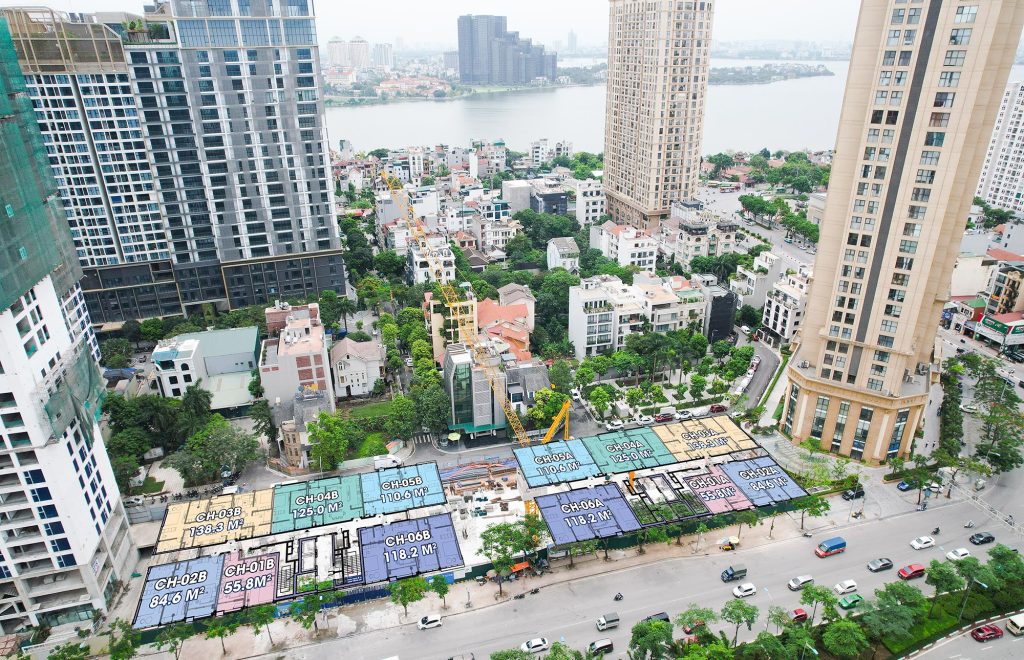 Hình ảnh thực tế từ flycam thể hiện rõ vị trí và quy mô xây dựng của dự án Celestine Westlake