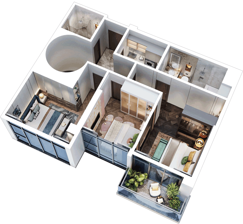 Layout tầng 2 căn hộ Duplex thông tầng tại Celestine Westlake